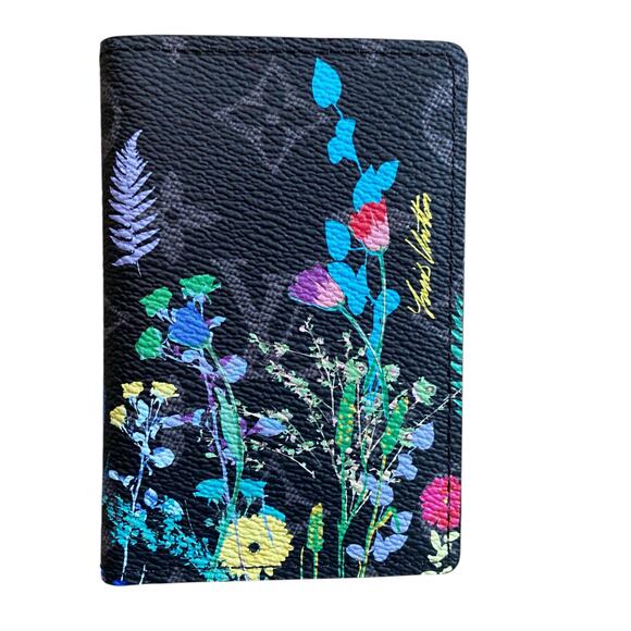 NWT Louis Vuitton Pocket Organizer Monogram Eclipse Foliage Black Floral Boxed - Picture 2 of 16